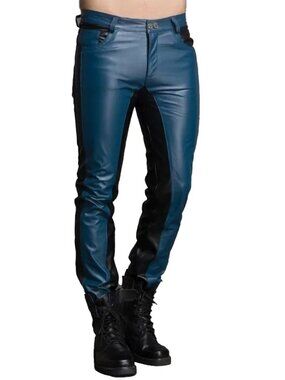 Laverapelle Men's Genuine Lambskin Leather Pants, Size 32, Navy Blue